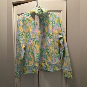 NWT LILLY PULITZER ELENI UPF 50+ PULLOVER BLUETTE MAKE LEMONADE SIZE M MEDIUM